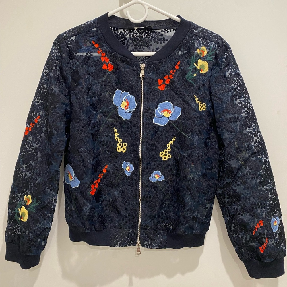 Marella Navy light Jacket with flower pattern